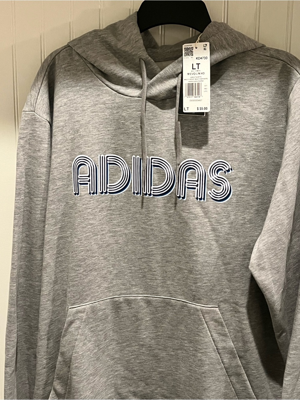 Adidas Men’s Grey Hoodie with Retro Logo LT and S New!